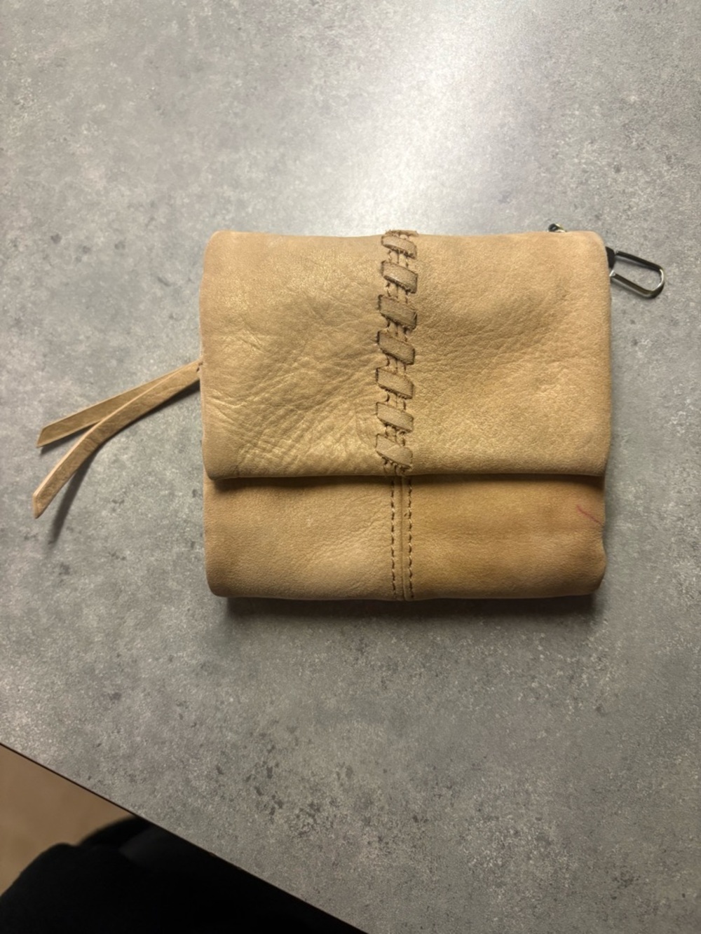 HOBO Tan Fold-Over Wallet with Whipstitch Detail